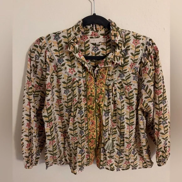 TUCKERNUCK MAREA Marigold Georgia Blouse Size XS Cotton Floral - Picture 7 of 10